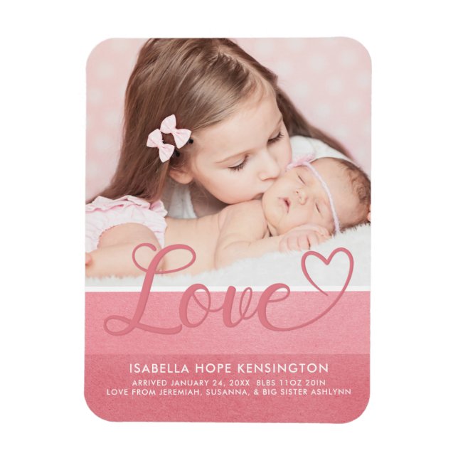 Imán Sweet Stripes Valentine Love Baby Girl Foto (Vertical)
