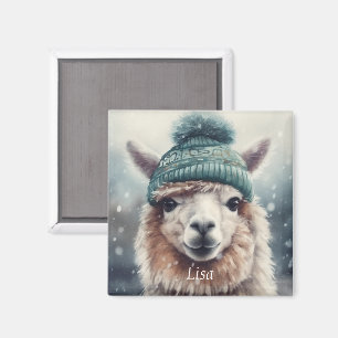 Imán Sweet Winter Alpaca, personalizado