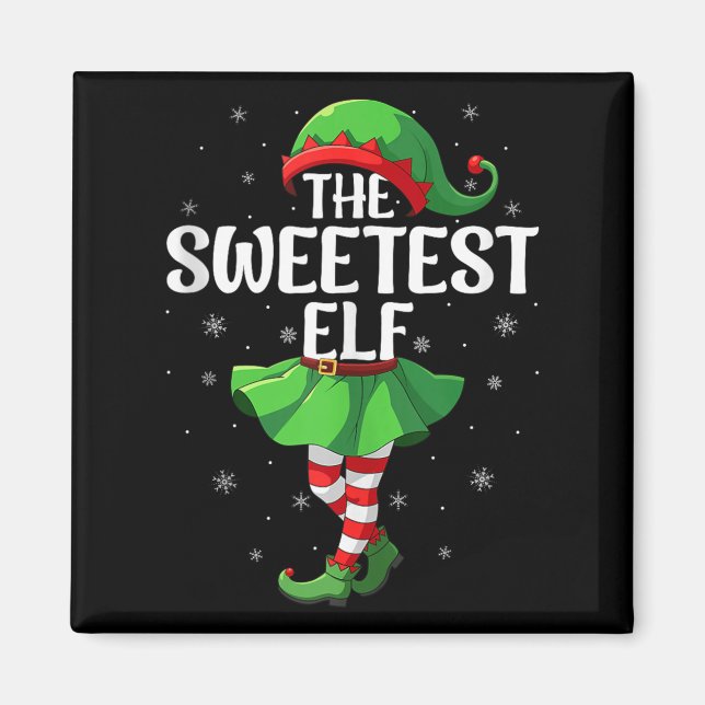 Imán Sweetest Elf Christmas Girls Women Elf Squad Xmas  (Frente)