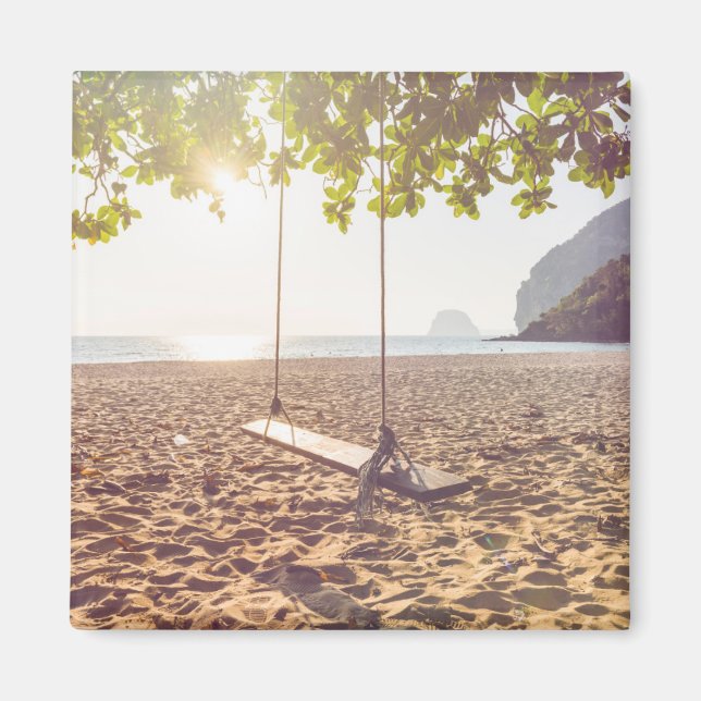 Imán Swing on the Beach at Sunset (Frente)