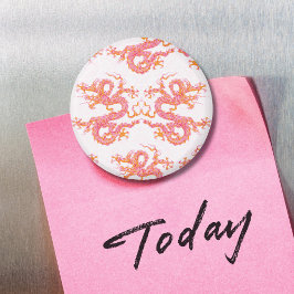 Imán Swirling Dragon in Pink and Orange Magnet
