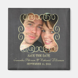 Imán Swirls Chalkboard Photo Save the Date Magnet