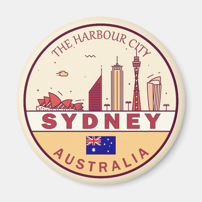Imán Sydney Australia City Skyline Emblem (Frente)