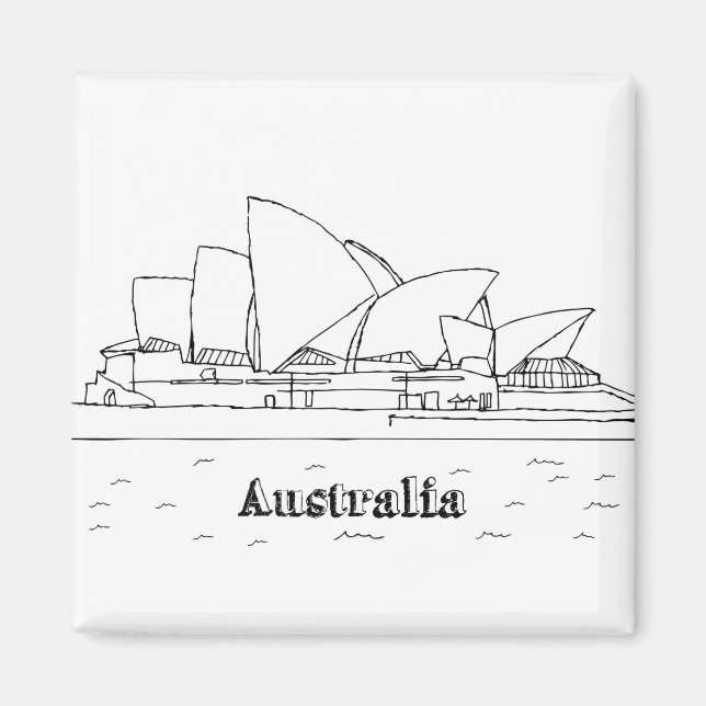 Imán Sydney Australia: Dibujo de vacaciones en Tra (Frente)
