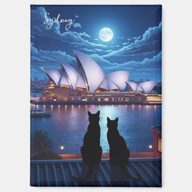 Imán Sydney Opera House Australia gatos de noche (Anverso)