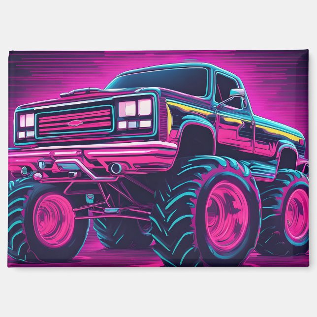Imán Synthwave Monster Truck (Anverso)