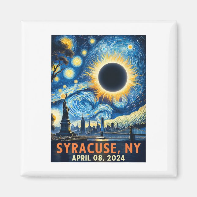 Imán Syracuse New York Eclipse Solar Total 2024 Starry (Frente)