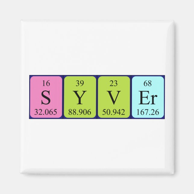 Imán Syver periodic table name magnet (Frente)