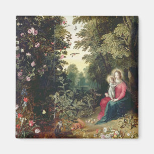 Imán T32789 Madonna y el niño en un paisaje (el panel