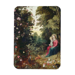 Imán T32789 Madonna y el niño en un paisaje (el panel