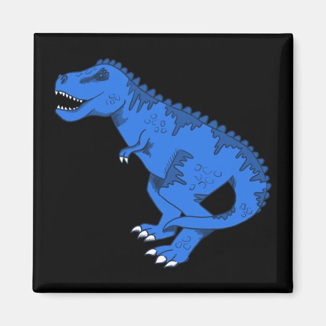 Imán T-rex azul en Pegatina gris (Frente)