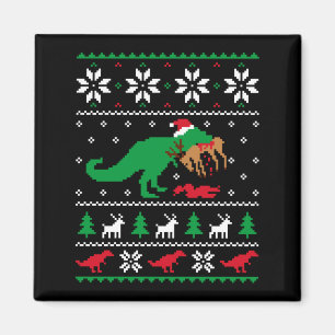 Imán T Rex Comiendo Reno Dinosaurio Divertido Navidad F