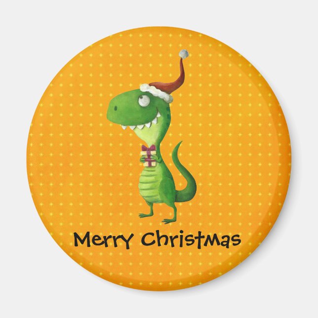 Imán T-rex de Navidades personalizados (Frente)