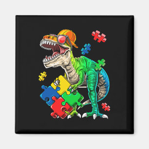 Imán T Rex Dinosaur Autism Awareness Puzzle Piece Gift
