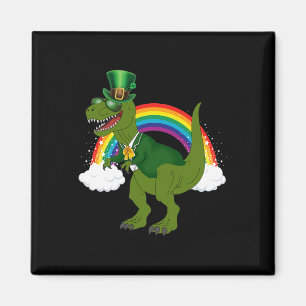 Imán T-rex Dinosaur Duende Arcoiris Día de San Patricio