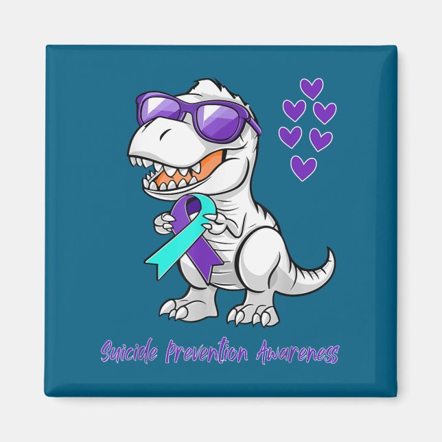 Imán T-rex Dinosaur Suicide Prevention Awareness Day Di (Frente)