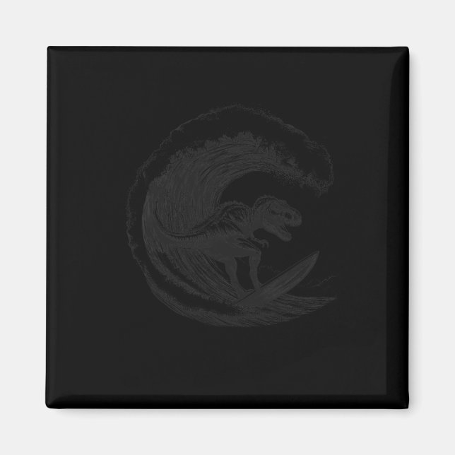 Imán T-rex Dinosaur Surfing Surf Tabla de Surf Surfista (Frente)