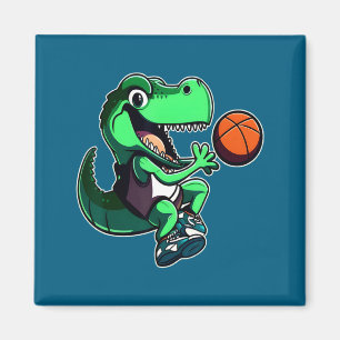 Imán T rex jugando baloncesto entrenador dino trex rex