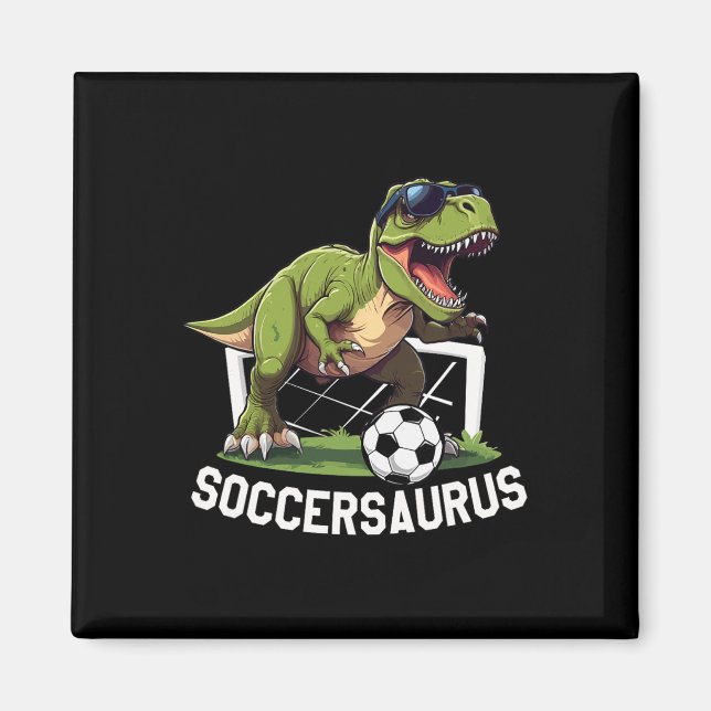 Imán T-rex Jugando Fútbol Dinosaurio Fútbol Juega (Frente)