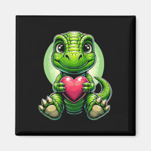 Imán T-rex sosteniendo corazón Día de San Valentín Dino