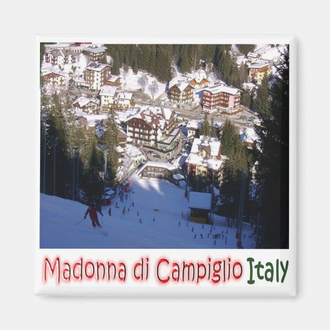 Imán TAA036 MADONNA DI CAMPIGLIO, Vista aérea, nevera (Frente)