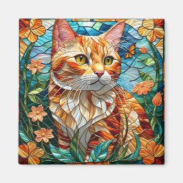 Imán Tabby art stained glass cat colorful modern style