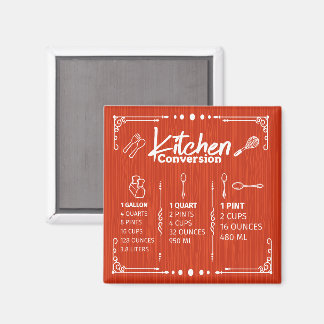IMÁN TABLA DE CONVERSIÓN DE GALONES DE COCINA A PINTAS