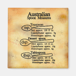 Imán tabla de conversión de medidas de cuchara australi