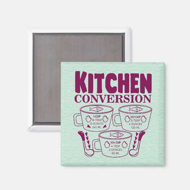 IMÁN TABLA DE CONVERSIÓN DE TAZAS DE COCINA (Anverso/Reverso)