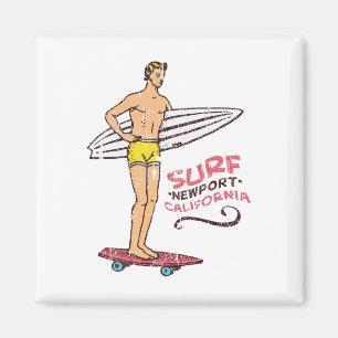 Imán Tabla de surf retro vintage Newport Beach Surf año