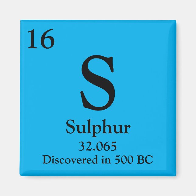 Imán Tabla periódica de azufre (Frente)