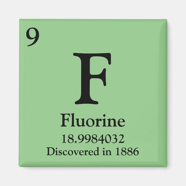 Imán Tabla periódica de fluorina (Frente)