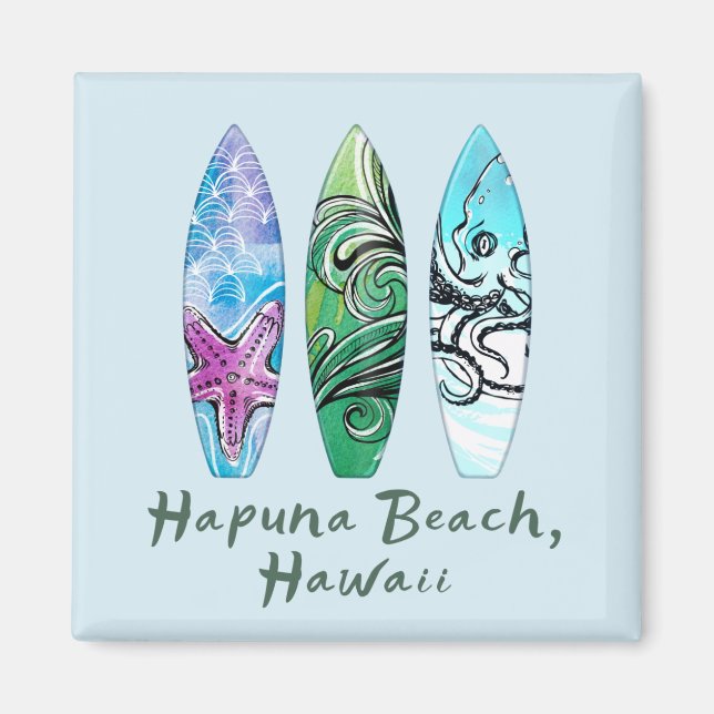 Imán tablas de surf Hapuna Beach Hawaii (Frente)
