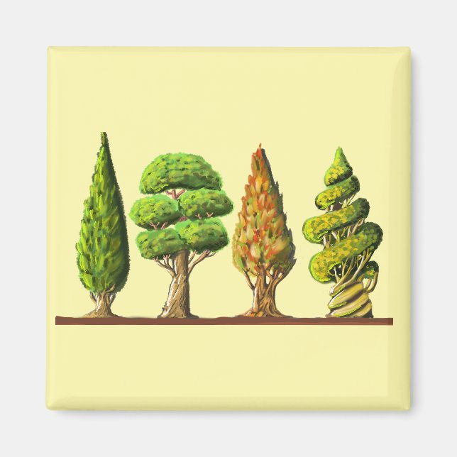 Imán tableau des trois arbres sculptés dessin digital (Frente)