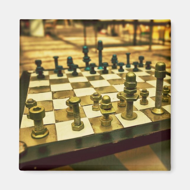 Imán tablero de ajedrez Guay con tuercas y pernos (Frente)