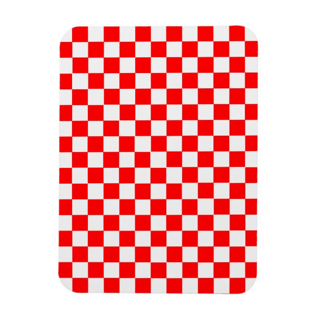 Imán Tablero de ajedrez rojo y blanco clásico de STaylo (Vertical)