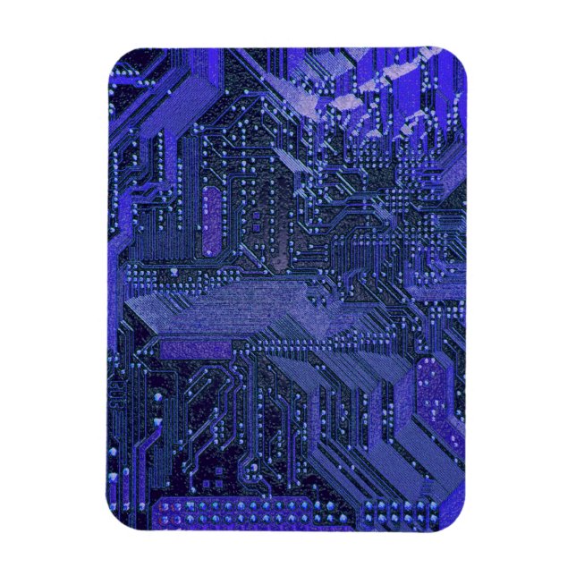 Imán Tablero de Circuito Cibernético Azul Arte Electrón (Vertical)