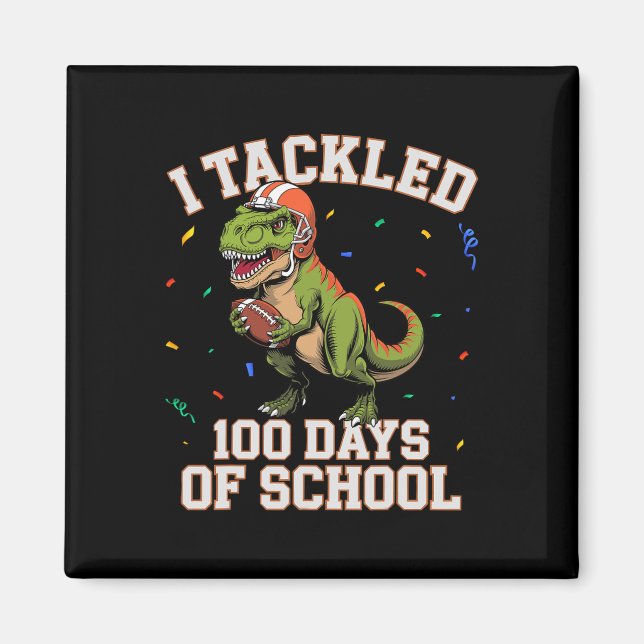 Imán Tackee 100 Días De Escuela Dino T-rex Pie Niño (Frente)