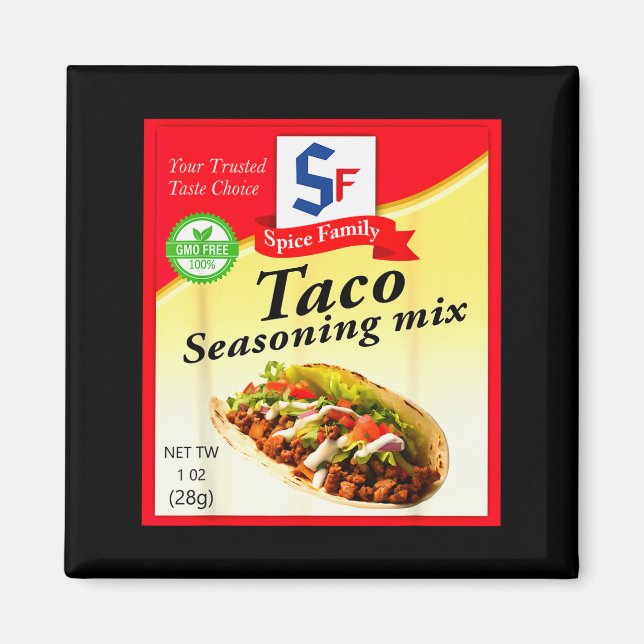 Imán Taco Seasoning Mix Funny Mexico Cinco De Mayo Grou (Frente)