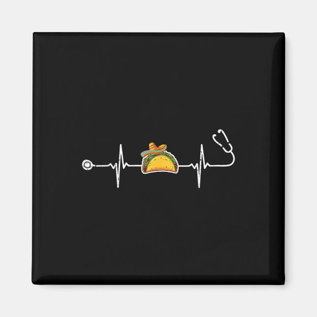 Imán Taco Sombrero Hearbeat Stethoscope Cinco De Mayo (Frente)