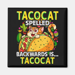 Imán Tacocat deletreado al revés taco cat cinco de mayo