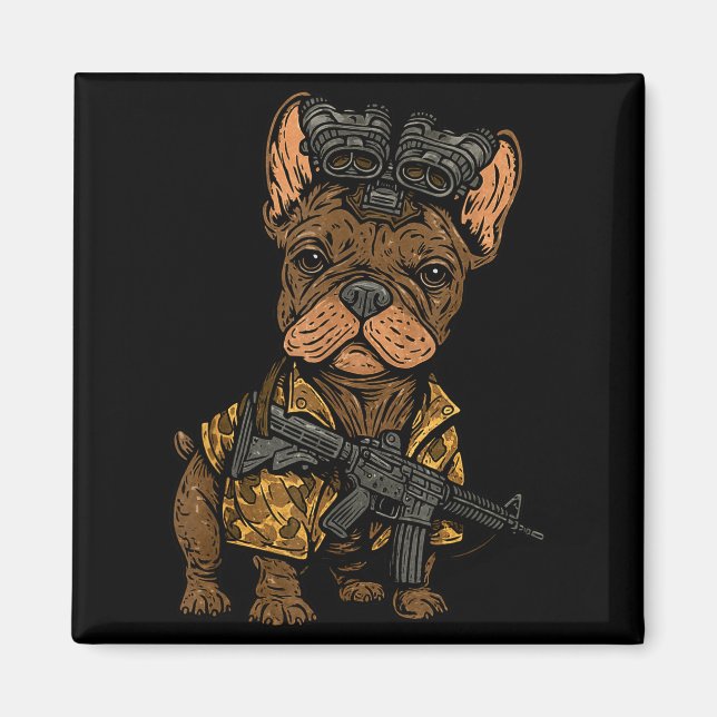 Imán Tactical Frenchie Perro Divertido Bulldog Con Nvg  (Frente)