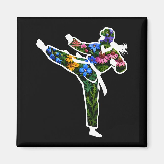 Imán Taekwondo Karate Floral (Frente)