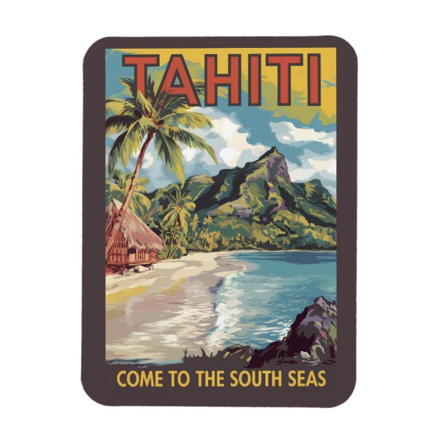 Imán Tahití Polinesia Francesa Paintery Travel Art Retr (Vertical)