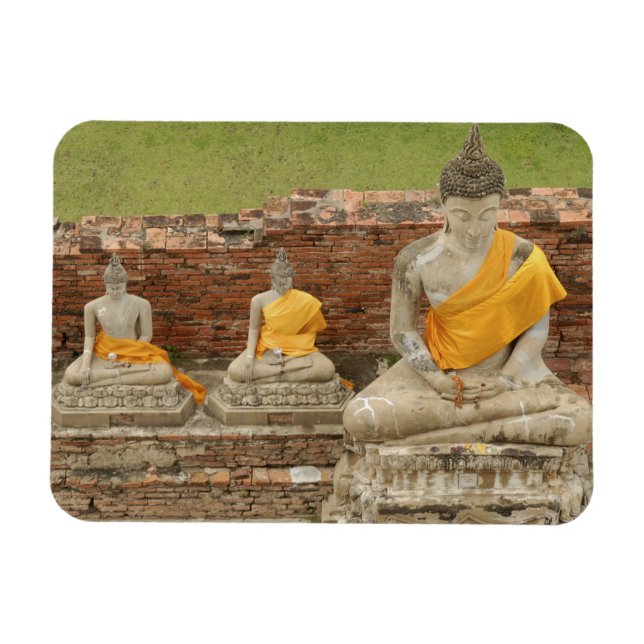 Imán Tailandia, Ayutthaya. Estatuas de budas sentados (Horizontal)