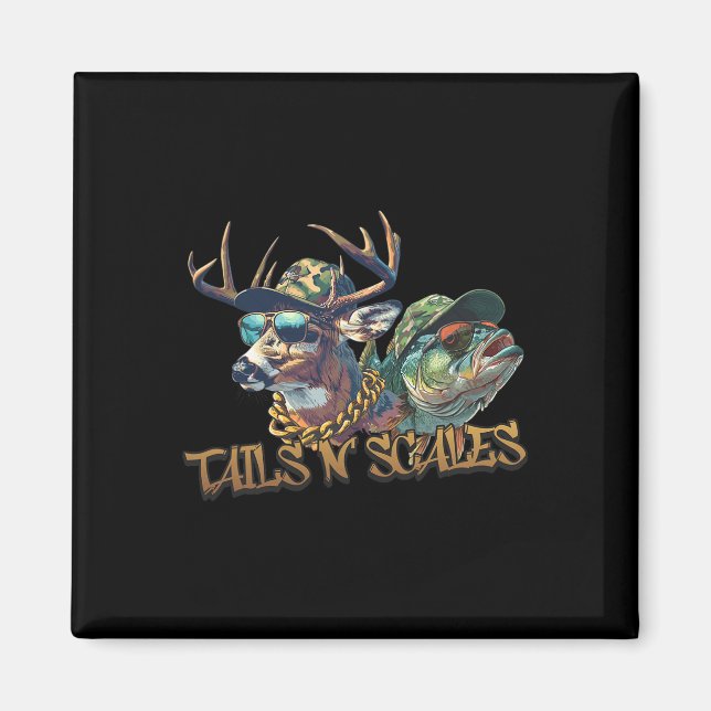 Imán Tails N Scales Funny Cazando Padre Day Love Fishi (Frente)