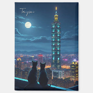 Imán Taipei 101 gatos de noche