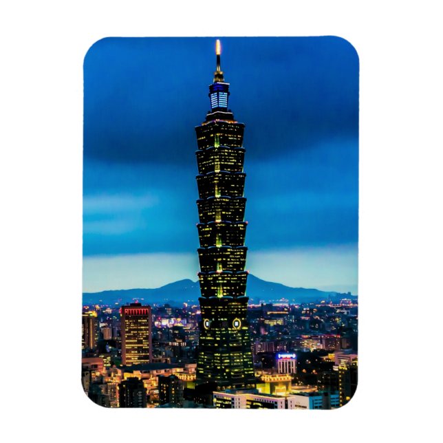 Imán Taipei, el Skyline taiwanés de noche (Vertical)