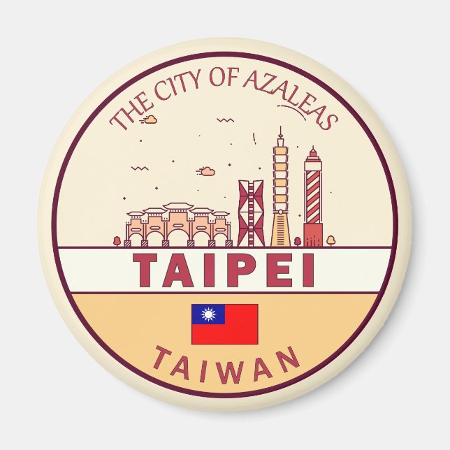 Imán Taipei Taiwan City Skyline Emblem (Frente)