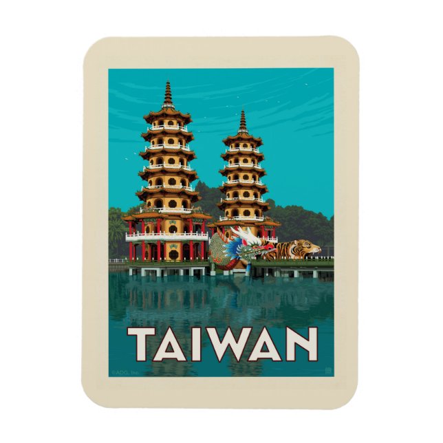 Imán Taiwán | Pagodas Dragón Y Tigre (Vertical)